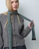 Accessorize Accessorize knit skinny scarf in brown & turquoise stripes - 3