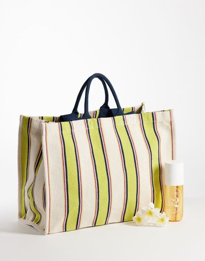 Accessorize Accessorize large striped beach tote in mutli-Multi