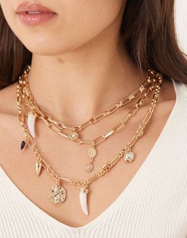 Accessorize Accessorize layered charm necklace in gold