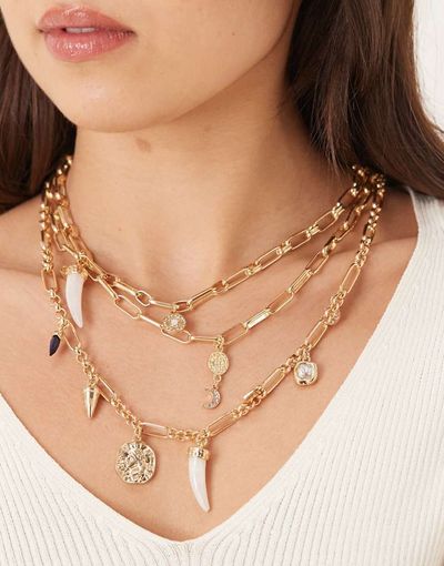 Accessorize Accessorize layered charm necklace in gold