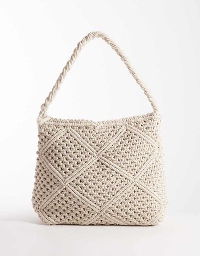 Accessorize Accessorize macramé shoulder bag in cream-White