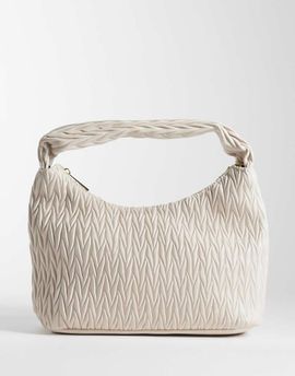Accessorize Accessorize medium quilt handheld shoulder bag in cream-White