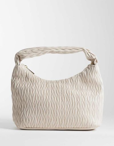 Accessorize Accessorize medium quilt handheld shoulder bag in cream-White