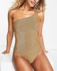 Accessorize Accessorize metallic one shoulder swimsuit in gold - 1