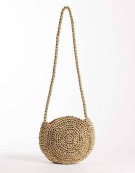 Accessorize Accessorize metallic raffia shell crossbody purse in gold