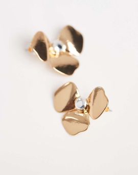Accessorize Accessorize mixed metal flower petal stud earrings in gold & silver-Multi