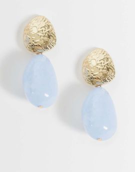 Accessorize Accessorize molten blue resin drop earrings in gold