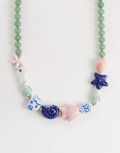 Accessorize Accessorize pastel ceramic fish beaded necklace in multi