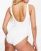 Accessorize Accessorize plunge front with mesh insert ribbed swimsuit in white - 2