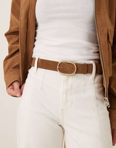 Accessorize Accessorize premium textured buckle belt in brown