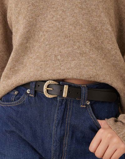Accessorize Accessorize premium western buckle belt in black
