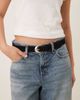 Accessorize Accessorize silver-tone buckle suede belt in black - 1