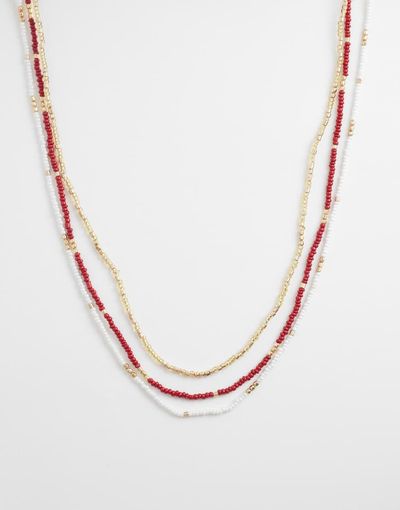 Accessorize Accessorize skinny beaded necklace in red