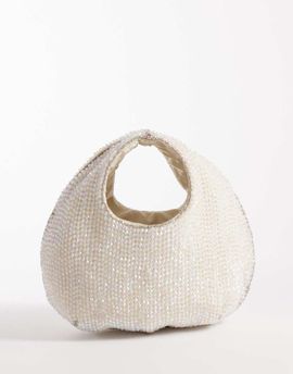 Accessorize Accessorize sparkle hand-held beaded bag in white