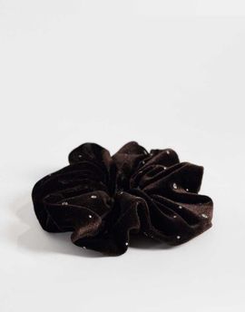 Accessorize Accessorize sparkle velvet scrunchie in choc brown