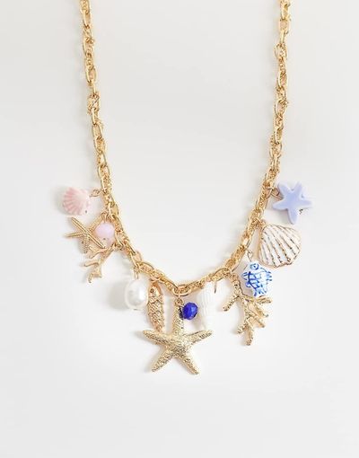 Accessorize Accessorize starfish charms maxi length necklace in multi