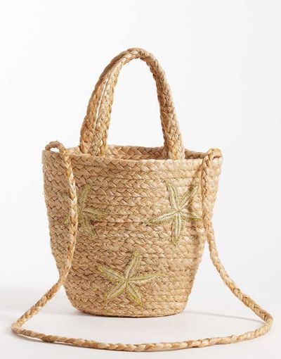 Accessorize Accessorize startfish raffia handheld shoulder bag in beige-Neutral