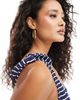 Accessorize Accessorize stripe tie shoulder swimsuit in navy - 3