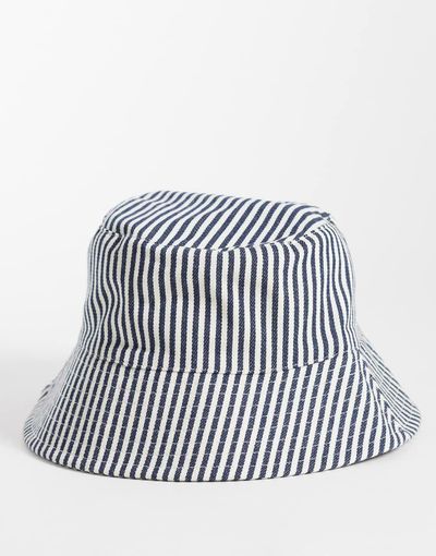 Accessorize Accessorize striped bucket hat in navy and white-Black