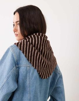 Accessorize Accessorize striped triangle scarf in chocolate brown