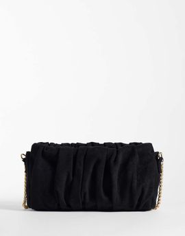 Accessorize Accessorize sueddette rouched shoulder bag in black