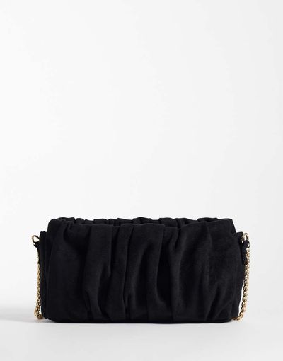 Accessorize Accessorize sueddette rouched shoulder bag in black