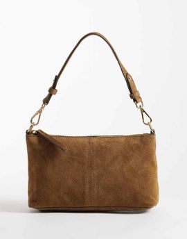 Accessorize Accessorize suede handheld shoulder bag with crossbody strap in tan-Brown