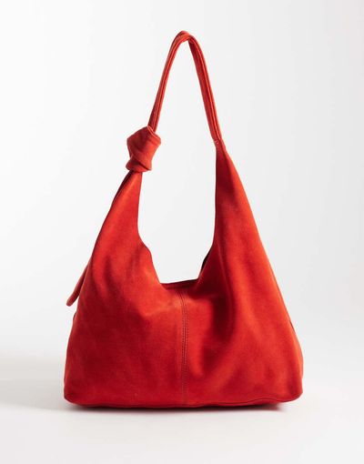 Accessorize Accessorize suede knot detail shoulder bag in orange