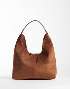 Accessorize Accessorize suedette slouch shoulder bag in camel-Neutral