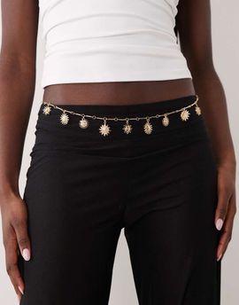 Accessorize Accessorize sun charm belly chain in gold tone