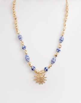 Accessorize Accessorize sun charm riviera beaded neckalce in blue