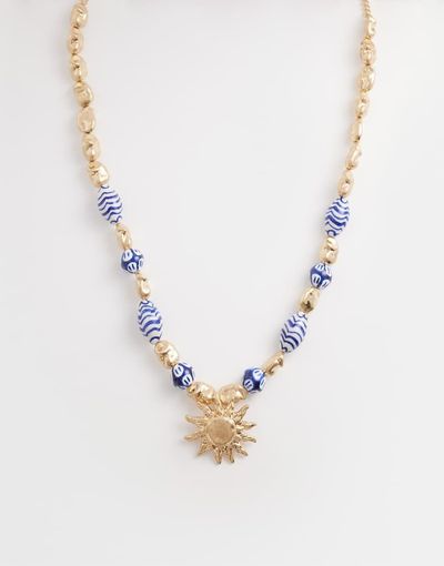 Accessorize Accessorize sun charm riviera beaded neckalce in blue