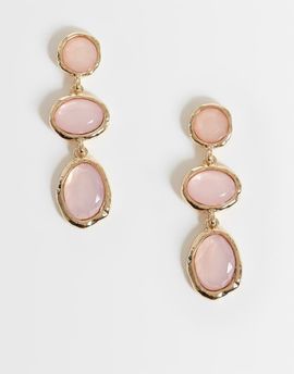 Accessorize Accessorize triple pink gem drop earrings in gold
