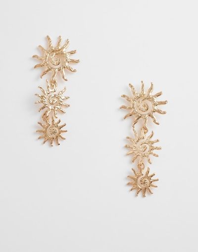 Accessorize Accessorize triple sun long drop earrings in gold tone