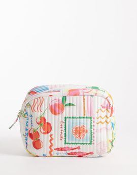 Accessorize Accessorize vacation print quilted makeup bag in multi