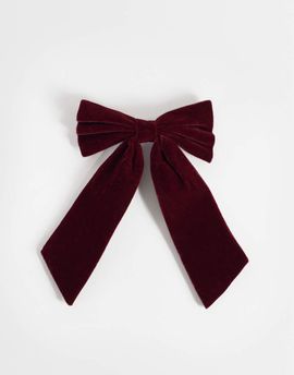 Accessorize Accessorize velvet hair bow in burgundy-RED