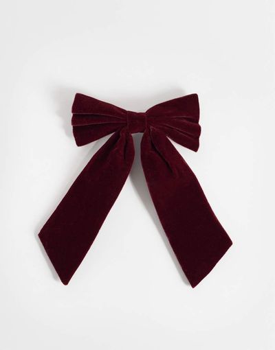 Accessorize Accessorize velvet hair bow in burgundy-RED