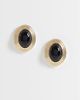 Accessorize Accessorize vintage look black stone earrings in gold - 1