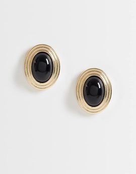 Accessorize Accessorize vintage look black stone earrings in gold