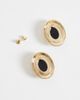 Accessorize Accessorize vintage look black stone earrings in gold - 3