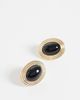 Accessorize Accessorize vintage look black stone earrings in gold - 4