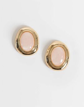 Accessorize Accessorize vintage look pink stone stud earrings in gold