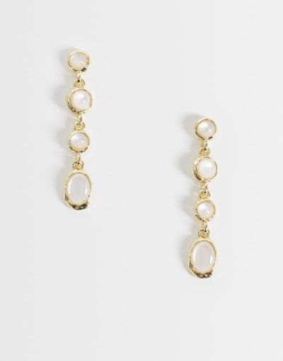 Accessorize Accessorize white stone drop earrings in gold