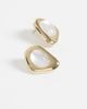 Accessorize Accessorize white stone molten shield stud earrings in gold - 3