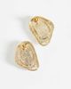 Accessorize Accessorize white stone molten shield stud earrings in gold - 4