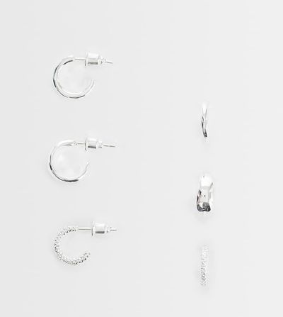 Accessorize Accessorize Z 3 pack chunky hoops in silver plated