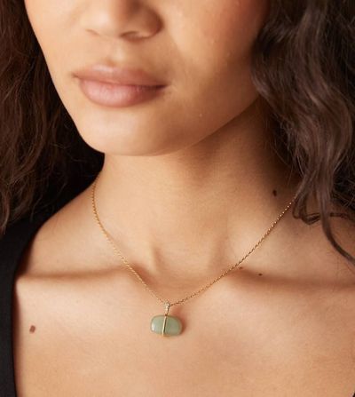 Accessorize Accessorize Z aventurine pebble pendant necklace in 14k gold plated