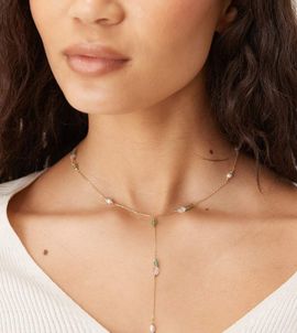 Accessorize Accessorize Z aventurine y-lariat necklace in 14k gold plated