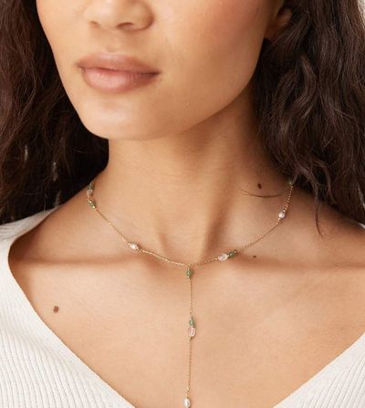 Accessorize Accessorize Z aventurine y-lariat necklace in 14k gold plated