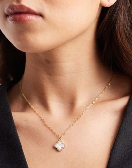 Accessorize Accessorize Z clover pendant necklace in 14k gold plated